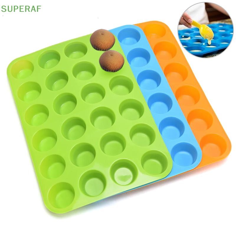 SUPERAF 24 Cavity Pan ถาดซิลิโคน Cupcake คุกกี้ Bakeware แม่พิมพ์อบมัฟฟินถ้วย HOT