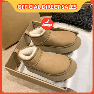 Duoya Factory รองเท้าบูทสั้น ผ้าฝ้าย ขนแกะ ส้นหนา ทรงตรง กัน…