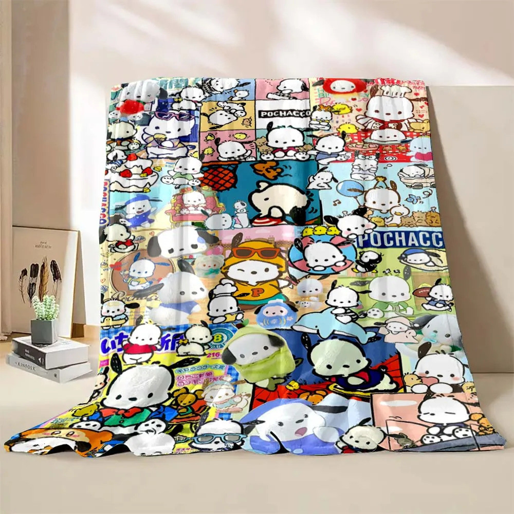ผ้าห่มสุนัข Sanrio Pochacco ผ้าฟลanela ฟู สำหรับเด็ก ผ้าห่มสำหรับตั้งแคมป์ ผ้าห่มโซฟา ของขวัญแฟชั่นสมัยใหม่ - รูปที่ 5