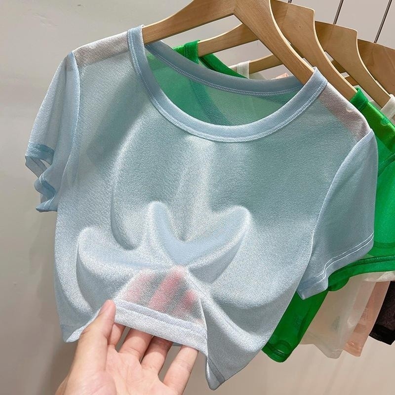 Outerwear Blouse Women Summer Short Mesh Sunscreen Top Short Sleeve Thin Sports T-Shirt
