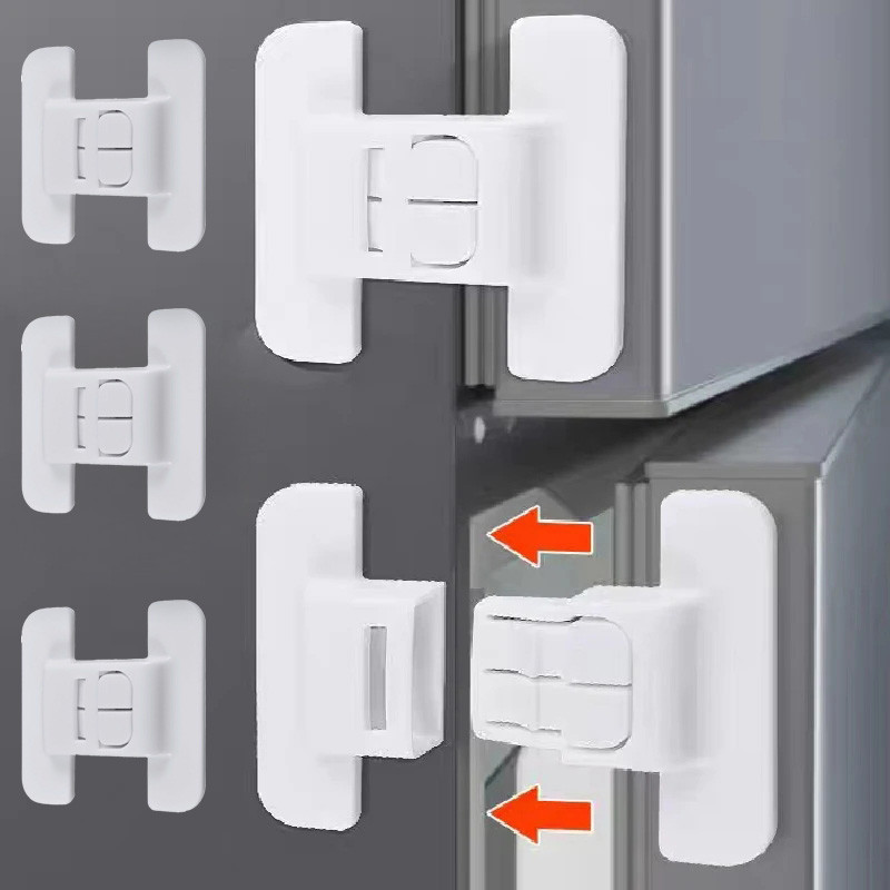 2/4pcs Baby Safety Drawer Lock Anti-Pinching Hand Cabinet Drawer Locks พลาสติกสีขาวหัวเข็มขัดความปลอดภัย