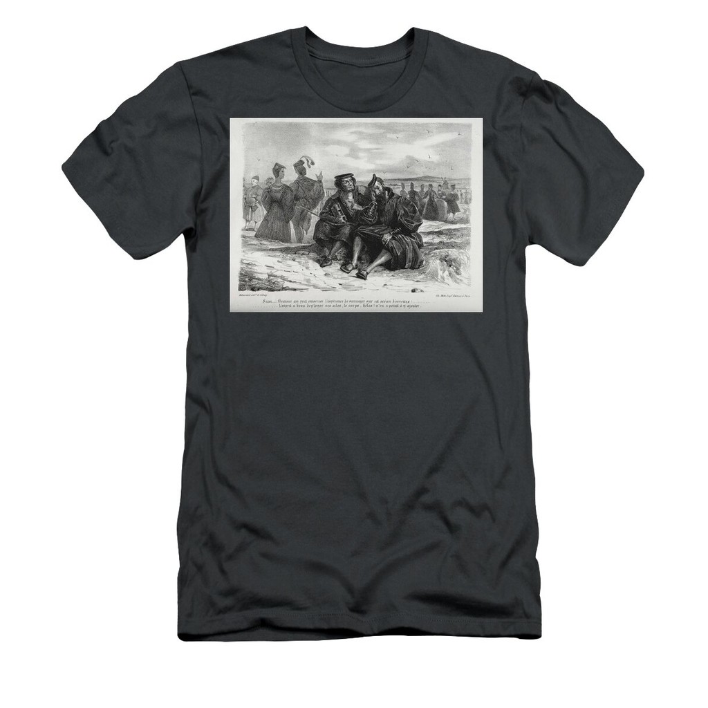 เสื้อยืด Illustrations for Faust Faust and Wagner 1828 Eugene Delacroix T-ShirtCartoon แท้ Cotton 1