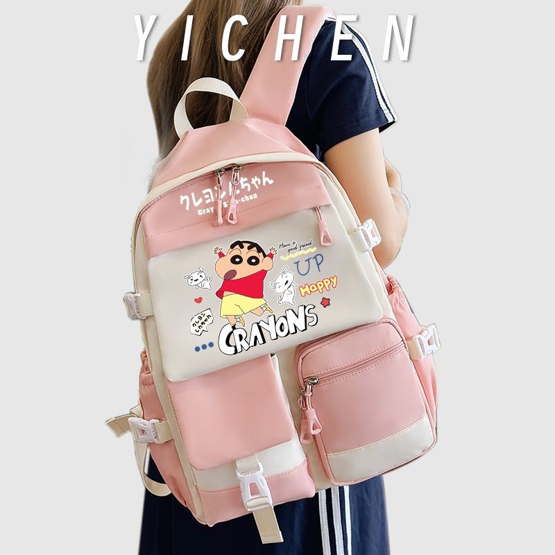 Crayon Shin-Chan กระเป๋านักเรียนนักเรียนหญิงนักเรียนมัธยมต้นกระเป๋าเป้ใบใหญ่