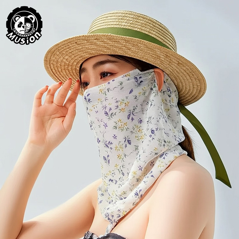Musion ผ้าพันคอแบบคล้องหู ผ้าคลุมหน้า ผ้าไหม ระบายอากาศดี กันลม ป้องกัน UV สำหรับขี่จักรยาน ผู้ชาย-ผู้หญิง สไตล์บาง ราคาถูก Shopee Lazada