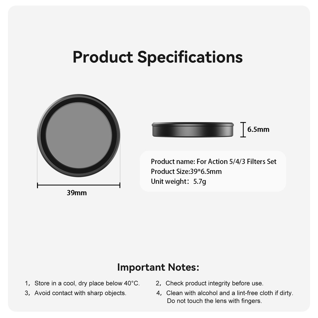 Cpl ND8 ND16 ND32 ชุดกรองเลนส์อลูมิเนียมกรอบสําหรับ DJI Action 5 Pro 4 3 ND CPL Action กล้อง