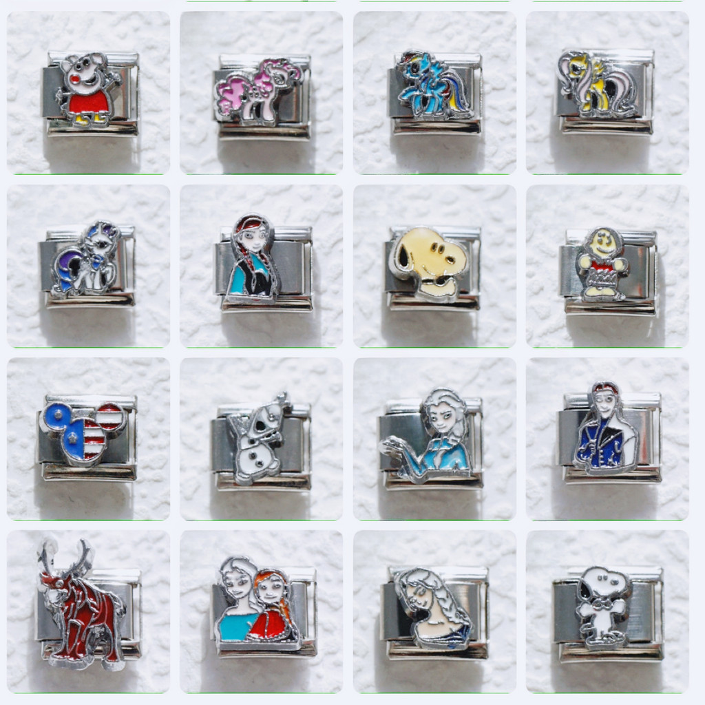 สร้อยข้อมือแบบแยกส่วนอิตาลีรุ่นใหม่ ทําเอง ตัวการ์ตูนสายรัดข้อมือยางยืดโซ่ประกอบส่วนบุคคล