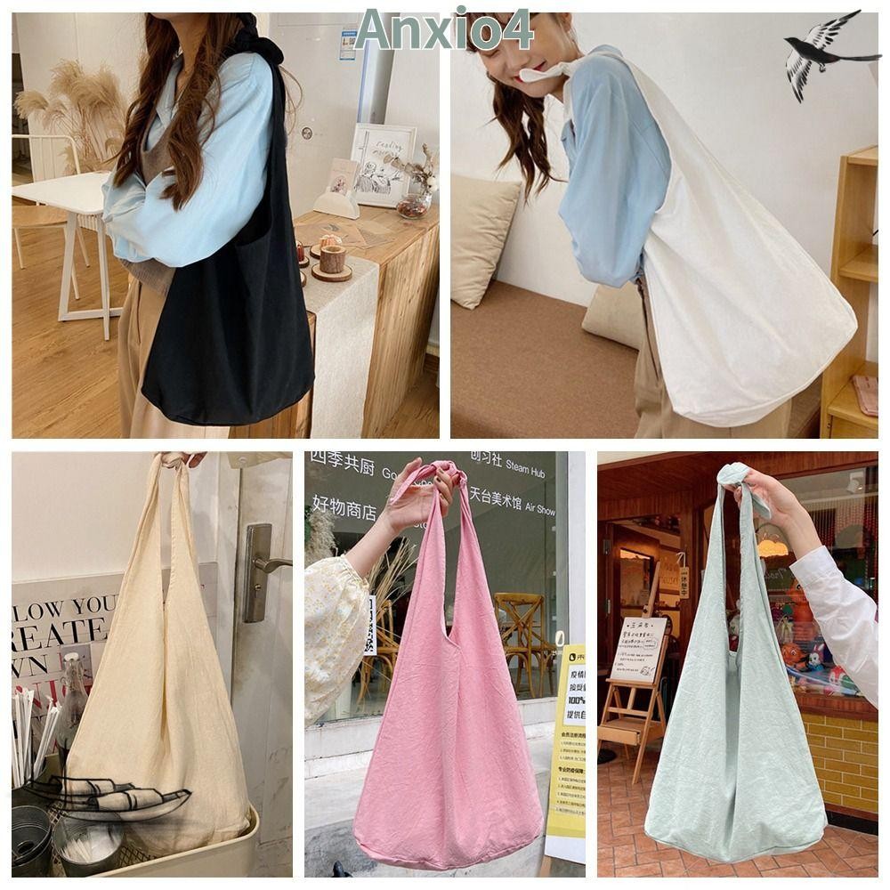ANXIO4 Tote Bag, กระเป๋าสะพายความจุขนาดใหญ่หลากสี, Leisure Daily Solid Color Commutting Underarm Bag