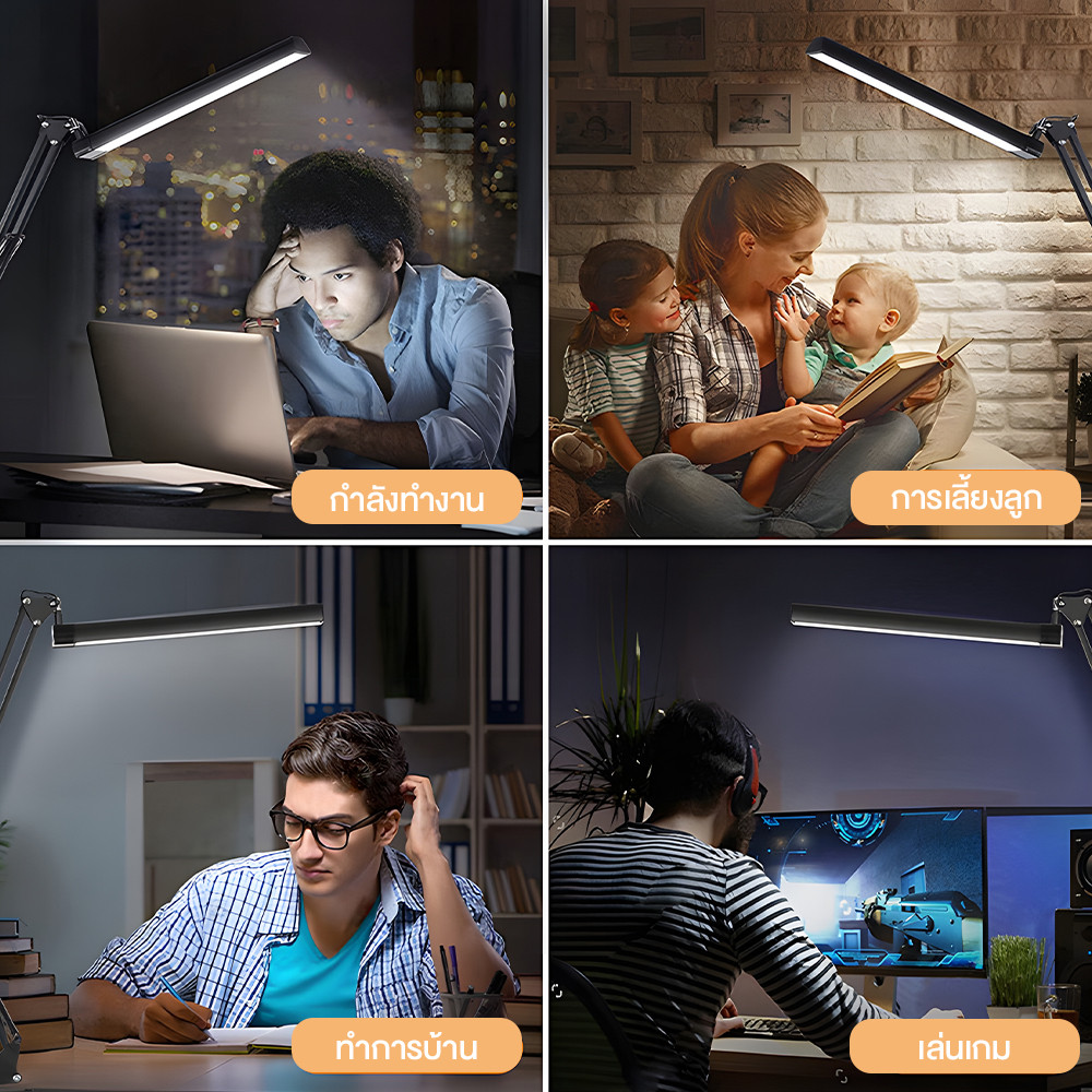 ไฟโต๊ะคอม ไฟ LED ป้องกันดวงตาอ่านเรียนรู้โคมไฟตั้งโต๊ะคลิปสองหัวพับเก็บได้ไฟเส้น led ไฟติดห้อง ไฟusb โคมไฟหนีบ - รูปที่ 3