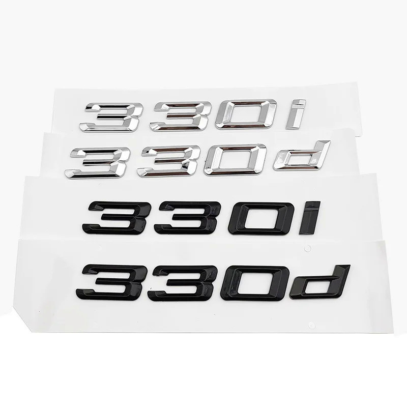 3D ABS Chrome Black Logo 330i 330d Emblem Letters Sticker Car Trunk Badge For E46 E90 E91 E92 G20 E3