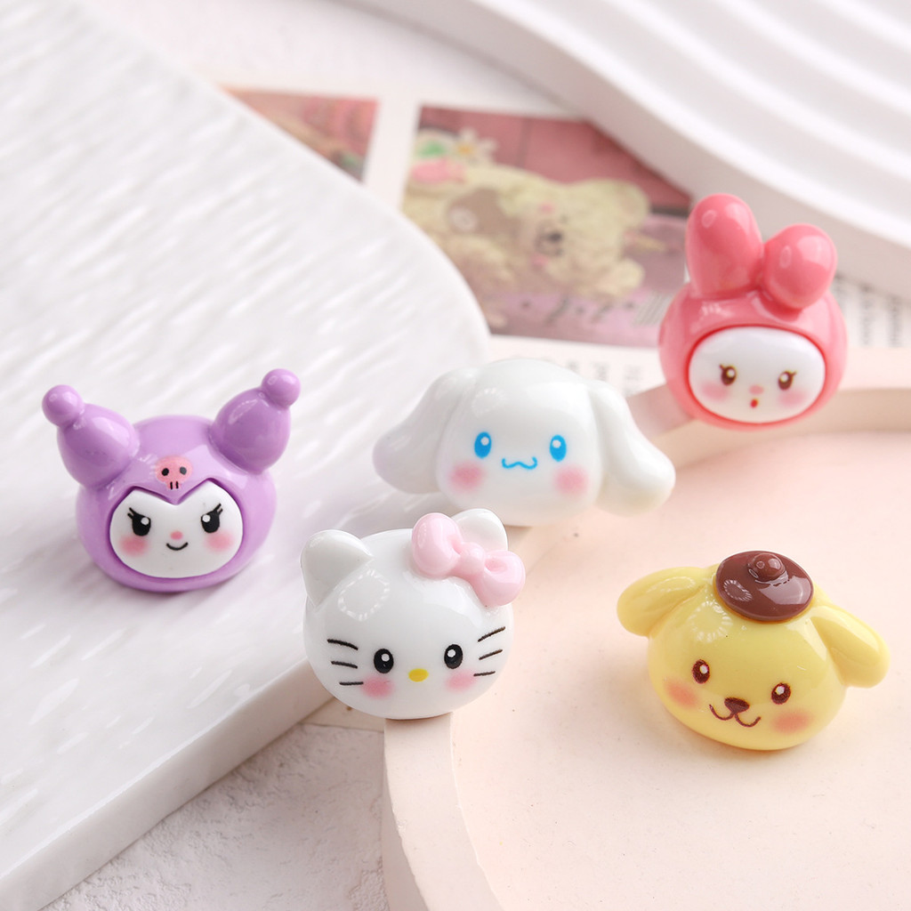 SANRIO 10ชิ้นรอบ ซานริโอ 3ง หัวเรซิ่นเสน่ห์สําหรับ ทําเอง (10-408)