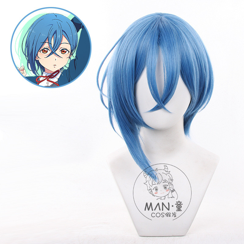 Wakana Shiki คอสเพลย์วิกผม LoveLive Super Star สั้นสีฟ้าสังเคราะห์ทนความร้อนผม