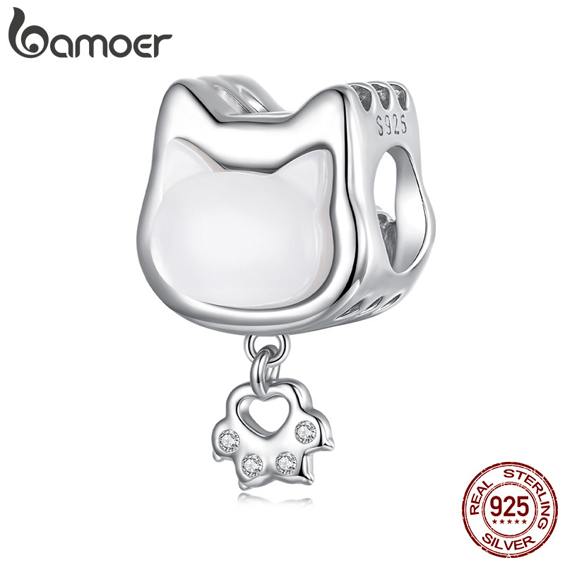 BAMOER บามอส จี้เงินแท้ 925 แมว เครื่องประดับ ผู้หญิง ของขวัญ