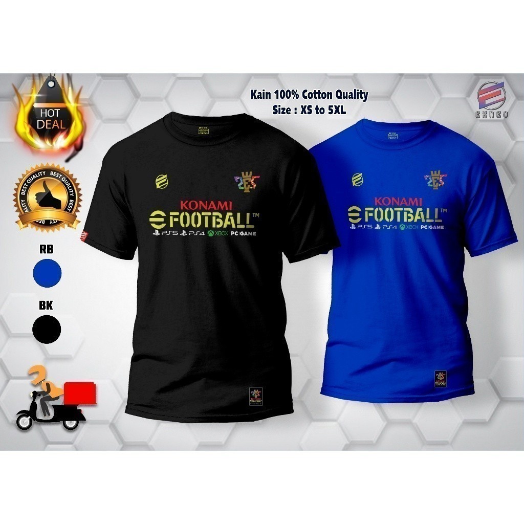 แฟชั่น 100% 2025 ชุดพรีเมี่ยม eFootball Konami Gaming PES Limited Edition Tshirt Graphic Tee