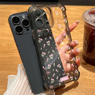 🍬POPPA🍬สี่มุมหนาป้องกันการตกเลนส์ป้องกันกรณีโทรศัพท์มือถือสำหรับ iPhone 17 16 15 14 13 12 11 ProMax X/XS XR 7 8PLUS