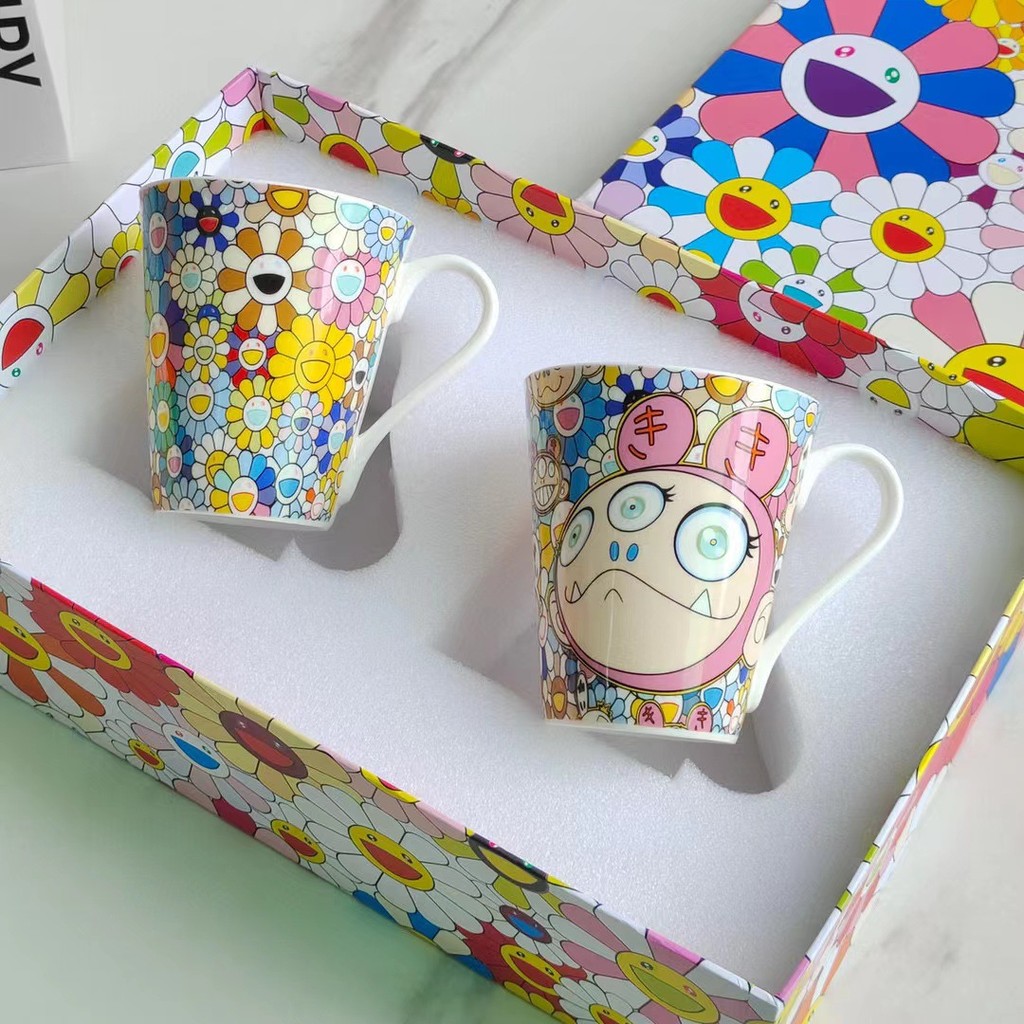 Murakami Sunflower Limited Mug ถ้วยเซรามิกญี่ปุ่นลายการ์ตูนน่ารัก กล่องสี ของขวัญวันเกิด