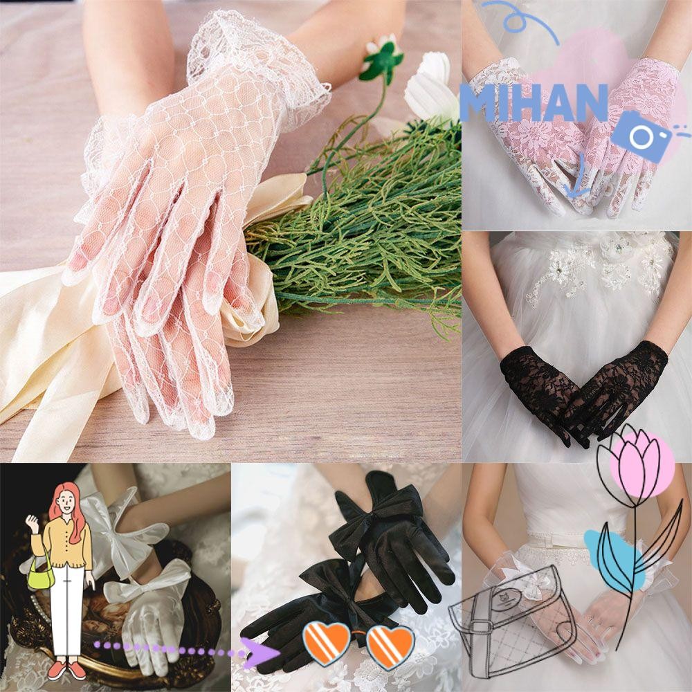 Mh 1 คู่ถุงมือลูกไม้ Vintage Party Dress เสื้อผ้าอุปกรณ์เสริมขี่จักรยานขับรถ Mittens