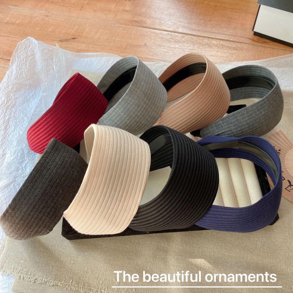 ฤดูใบไม้ร่วงฤดูหนาวเครื่องประดับผมสไตล์ใหม่ถักสีเทาแถบคาดศีรษะกว้างขึ้นผู้หญิงสูงด้านบนแฟชั่นที่คาดผมที่คาดผมกิ๊บชม. หูฟัง