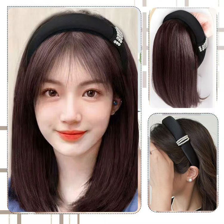 วิกผมหญิง U-Shaped แถบคาดศีรษะวิกผมธรรมชาติ Clavicle แถบคาดศีรษะแฟชั่นแถบคาดศีรษะวิกผมครึ่งหมวกแถบคาดศีรษะวิกผม - รูปที่ 2