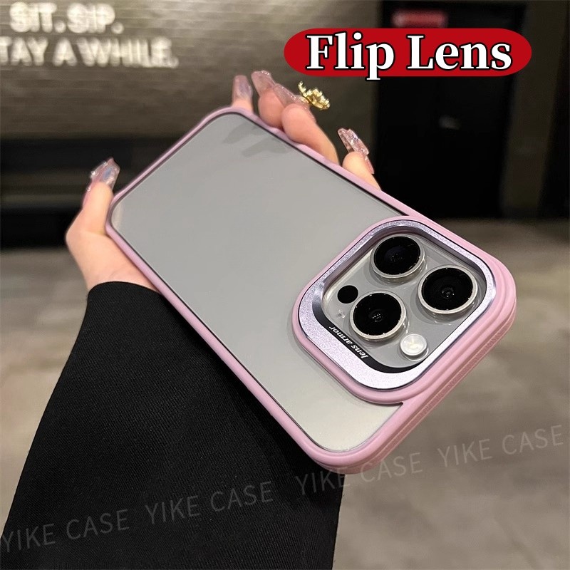 หรูหราธรรมชาติไทเทเนียมโลหะพลิกเลนส์เคสโทรศัพท์สําหรับiphone 16 Pro MAX 15 14 13 12 Pro MAX 11 hardกันชนปกหลัง