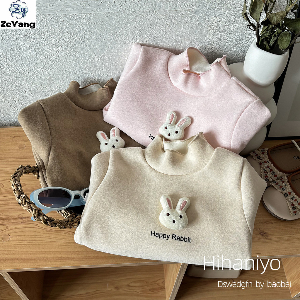 [ZY] 70-150 พร้อมสต็อกเด็กขนแกะ-ขนแกะเสื้อยืดแขนยาวหนาอบอุ่นเสื้อผ้าฤดูใบไม้ร่วงฤดูหนาวเด็กสบายๆยาวTครึ่งคอสูงBottomingเสื้อแฟชั่นAll-Match Top