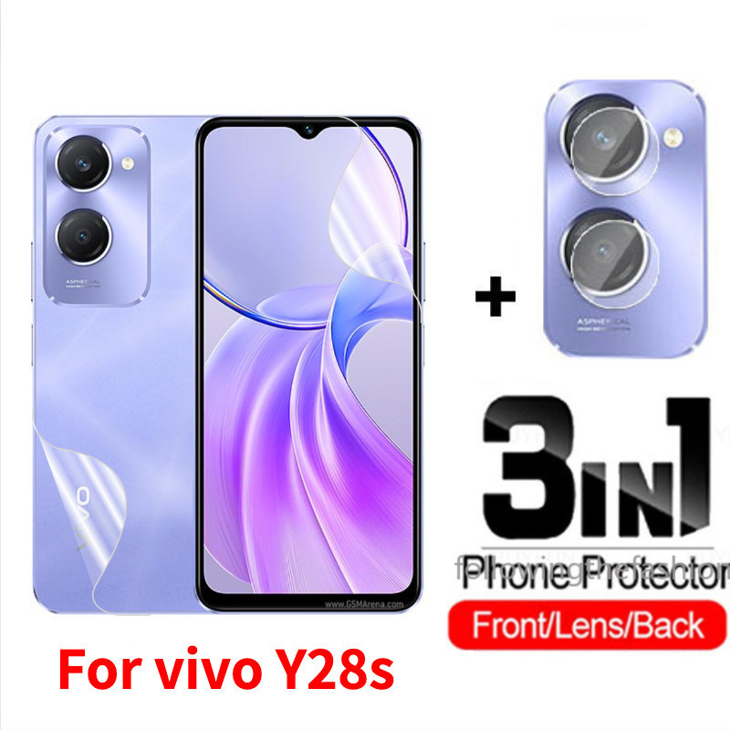 3 in 1ด้านหน้าและด้านหลังฟิล์มHydrogelนุ่มสําหรับVivo Y28s 5G Y28 Y28s Y18 Y18e Y18i Y03 Y03t 4G 5Gฟิล์มป้องกันคลุมทั้งหมดใสหน้าจอกล้องเลนส์Protกระจก