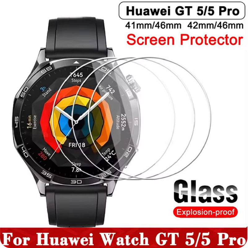 9h กระจกนิรภัยสําหรับนาฬิกา Huawei GT 5 Pro 42 มม.46 มม.Ultra-thin Anti Scrach ฟิล์มป้องกันหน้าจอสําหรับ Huawei นาฬิกา GT 5 41 มม.46 มม.ฟิล์ม