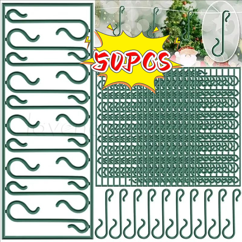 50 ชิ้น Mini S-Shaped ตะขอพลาสติก - สีสัน Xmas Tree จี้ตะขอแขวน - ตกแต่งบ้านปีใหม่ตกแต่งปาร์ตี้ - DIY เครื่องประดับคริสต์มาส - สําหรับพวงหรีดคริสต์มาส, ไฟ, ลูกบอล