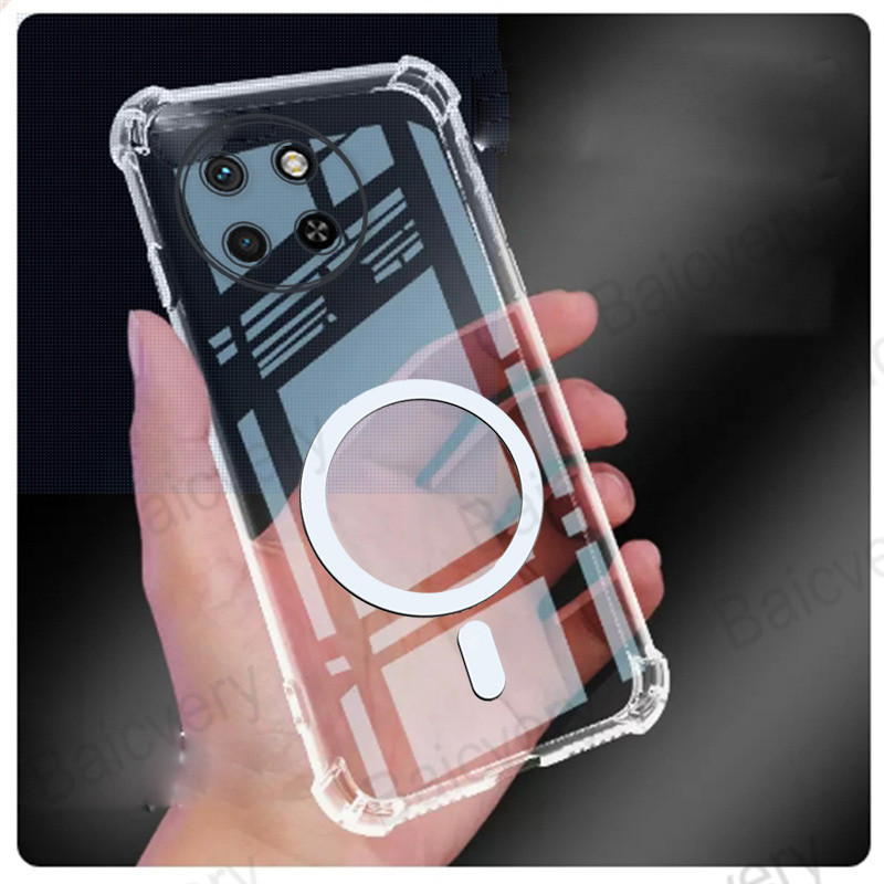เคสโทรศัพท์แฟชั่นสําหรับ Itel S23 กระเป๋ากันชน TPU เคสใสใสรองรับเครื่องชาร์จไร้สายแบบแม่เหล็ก