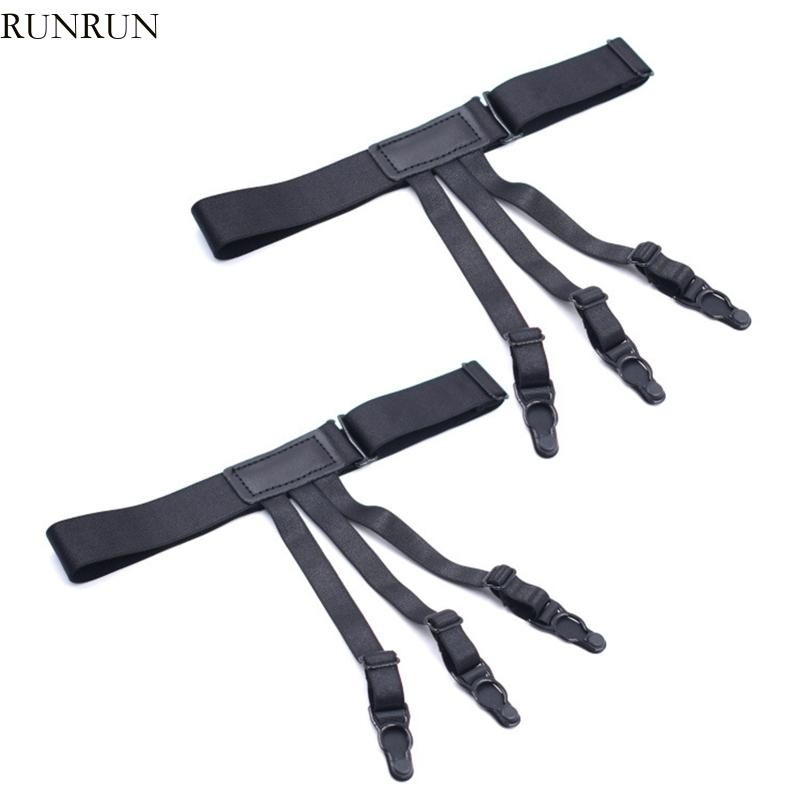 Runny 2 ชิ้นชุดสายรัดขายืดหยุ่นพลาสติกล็อค Clamps เสื้อ Stays Holder Straps