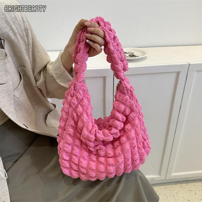 Brightbeauty ผู้หญิง Quilted กระเป๋าสะพายขนาดใหญ่ความจุลง Hobo กระเป๋าน้ําหนักเบา Puffy Crossbody กระเป๋า Bubble Satchel กระเป๋าโรงเรียนทํางาน TH