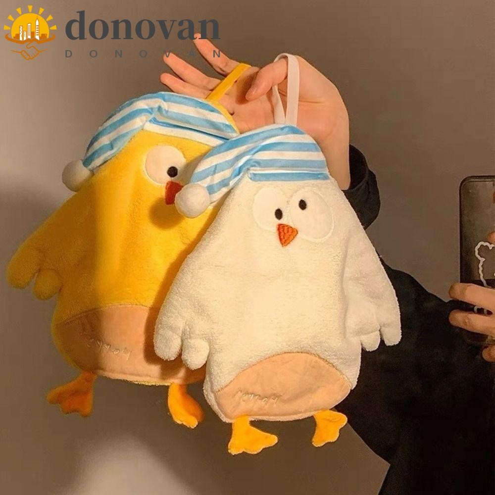 ผ้าขนหนูทําความสะอาด DONVAN ผ้าเช็ดมือแห้งเร็วที่หนาขึ้น ผ้าเช็ดจานแบบแขวนดูดซับไก่ตลกที่สร้างสรรค์ ห้องครัว