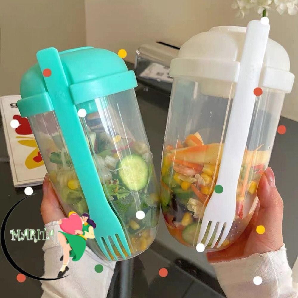 ถ้วยข้าวโอ๊ตสลัด MARITA กินเพื่อสุขภาพพร้อมฝาส้อมถ้วยอาหารเช้า ลดน้ําหนัก 1L พร้อมกล่องจุ่มภาชนะโยเกิร์ต