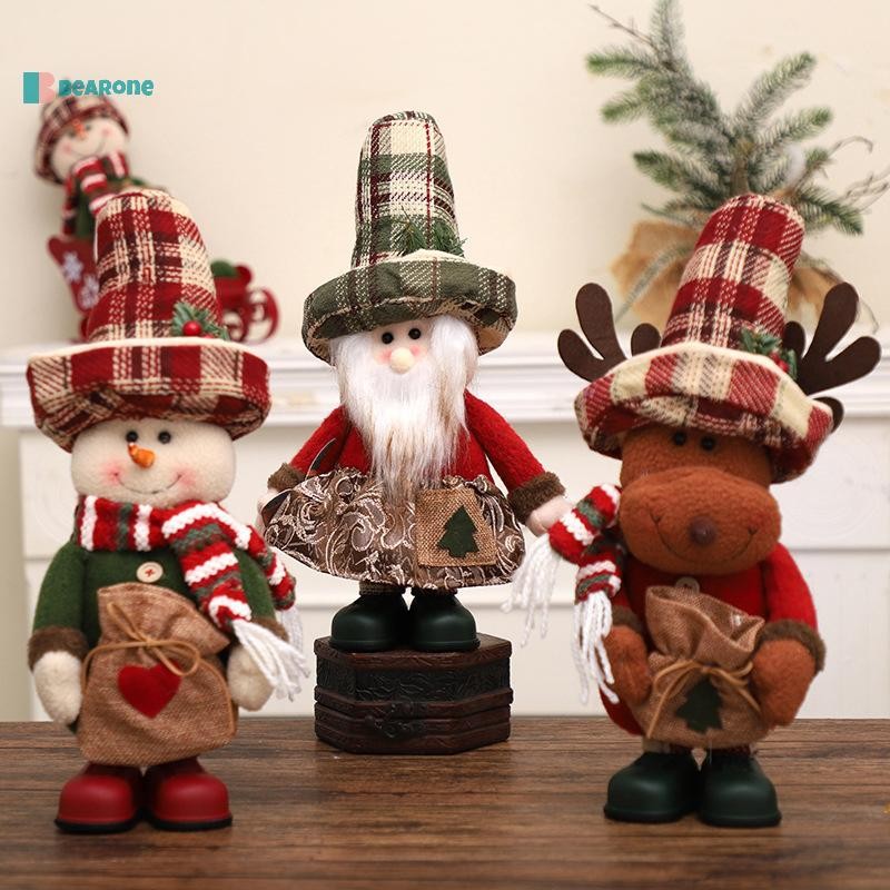 <bearone> ตุ๊กตาตกแต่งคริสต์มาส Reindeer Snowman Santa Claus ตุ๊กตายืนปีใหม่เครื่องประดับ Merry Christmas ของขวัญของเล่น Nice