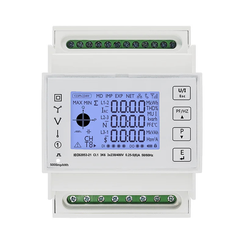 WiFi สมาร์ทไฟฟ้าพลังงาน Wattmeter Meter 3 เฟส kWh Bidirectional Meter 230/400VAC LCPO