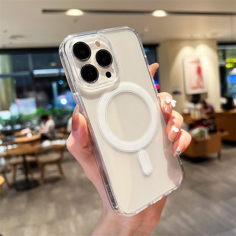 Magnetic TPU ใสเคส For iPhone 11 13 15 14 16 Pro Max 12 14promax 13promax 15promax 16promax ใสเคสโทรศัพท์มือถือ