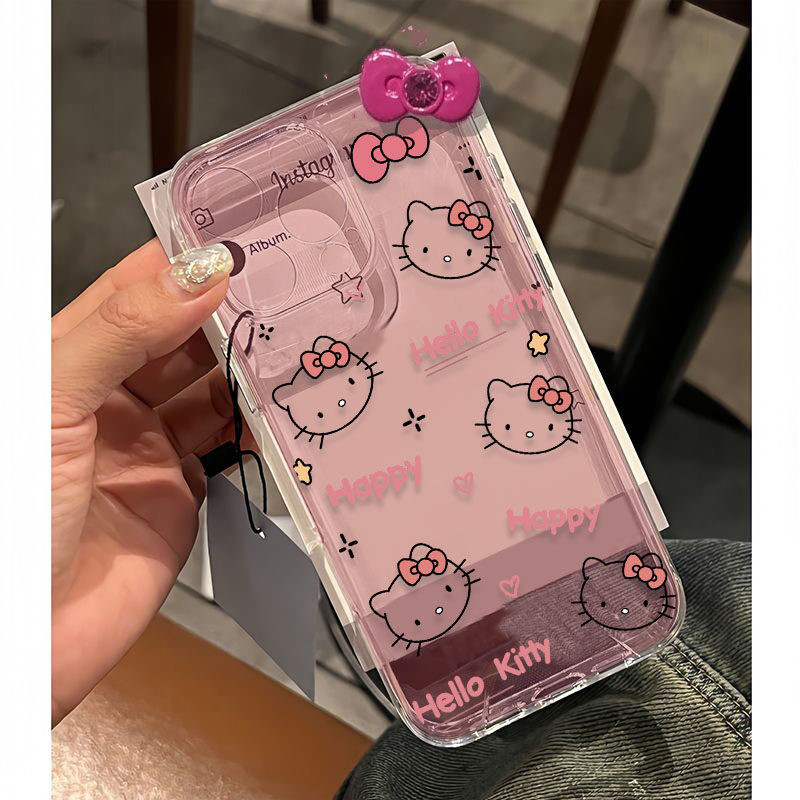 ปลอกสําหรับ Huawei Honor 90 Lite X9A 5G X7B X8B X9B Nova 3i 7i 5T 6 9 SE Y9 Prime 2019 P40 Lite กรณีสีชมพู Bowknot Hello Kitty 3D น่ารักการ์ตูนกล้องป้องกันกันกระแทก