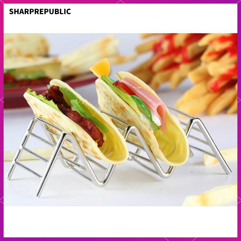 [SHARPREPUBLIC] Wave Shape Stainless Steel Mexican Food Rack Stand Shell Taco Holder Display