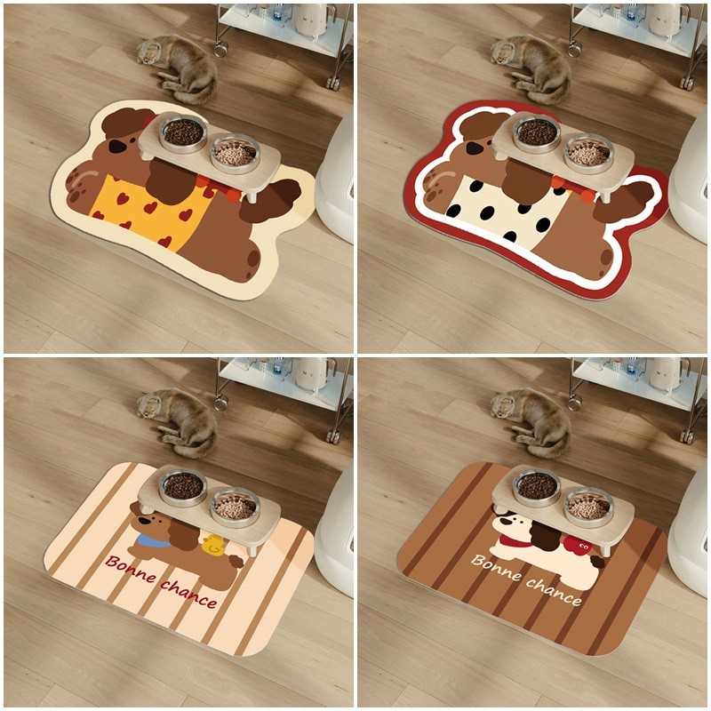 การ์ตูนสุนัขไม่สม่ําเสมอสัตว์เลี้ยง Placemat ชามอาหารสัตว์เลี้ยง Pad อุปกรณ์สําหรับสัตว์เลี้ยง