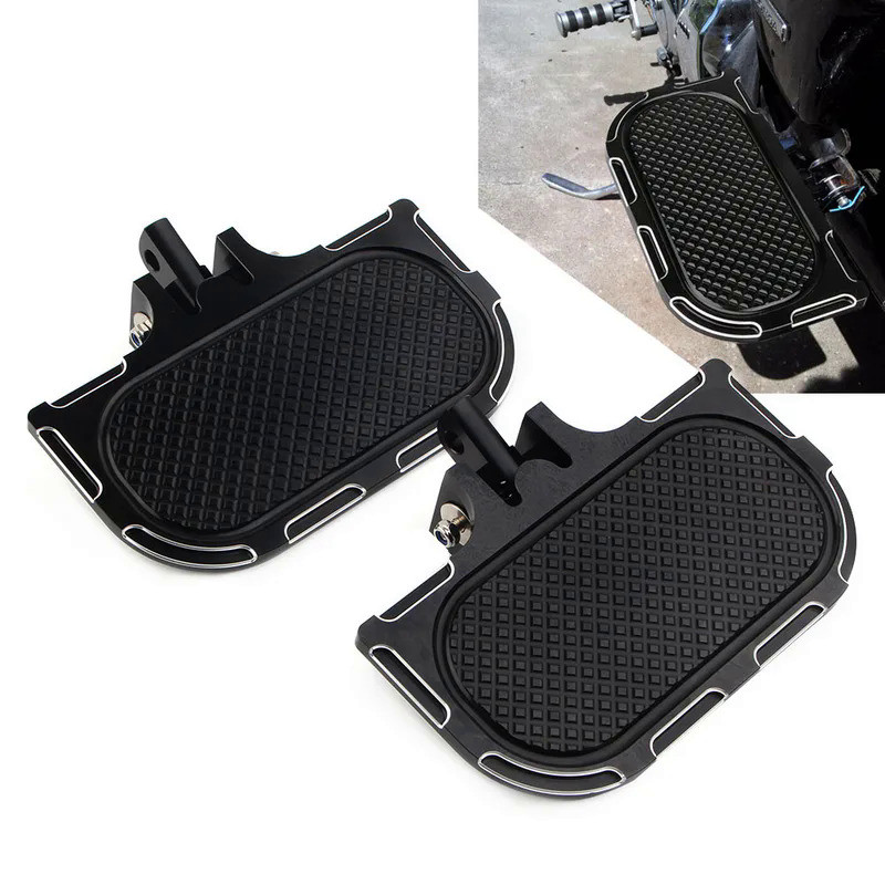 Mo 2Pcs Black Motorcycle Mount Rear Passenger Floorboards Pedal Pads For Harley Sportster XL Dyna FX