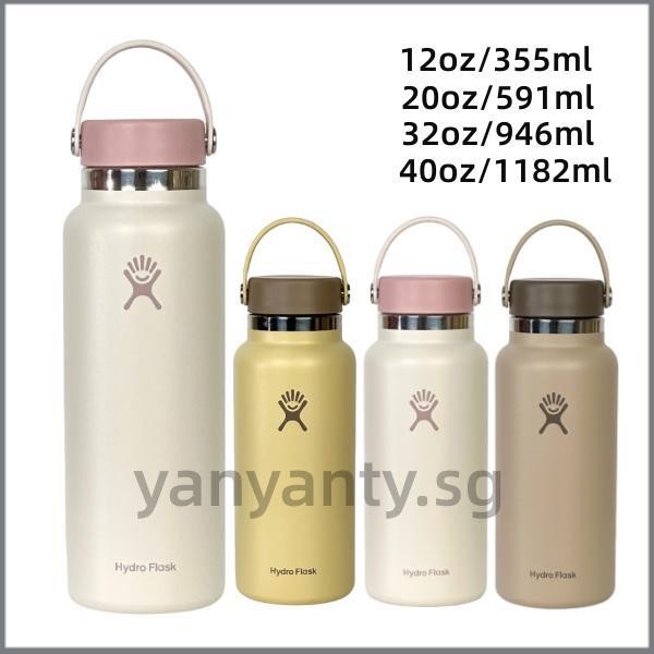 Hydro Flask 12oz 20oz 32oz 40oz ขวดน้ําฉนวนสูญญากาศติดผนังพร้อมฝาปิดปากกว้างแก้วสแตนเลสขวดเดินทางกลา