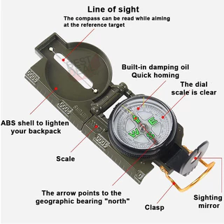 Military Metal Compass เข็มทิศนำทาง เข็มทิศ แม่นยำ เข็มทิศคุณภาพสูง กันน้ำ เข็มทิศบอกทิศทาง เครื่องมือทางภูมิศาสตร์