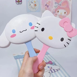 [2-in-1] กระจกแต่งหน้าการ์ตูน Sanrio น่ารัก มือถือ, น่ารัก Kuromi Melody Cinnamoroll Hello Kitty หอพักนักศึกษา กระจกมือถือ กระจกพกพา หวี