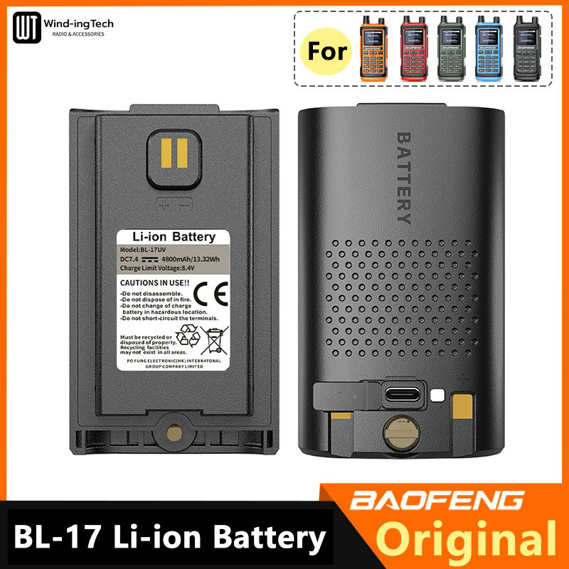 Baofeng Walkie Talkie UV-17 Pro Li-ion Battery 4800mAh BL-17UV Battery Type C For Boafeng UV-17L UV-