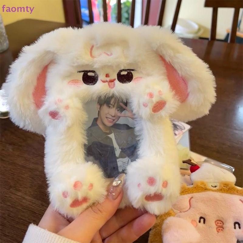 Faomty น่ารัก Fluffy กระต่ายผู้ถือบัตรสําหรับผู้หญิง Kawaii Lolita นักเรียนยาวหูกระเป๋าจี้ ID Badge Photocard ผู้ถือ TH