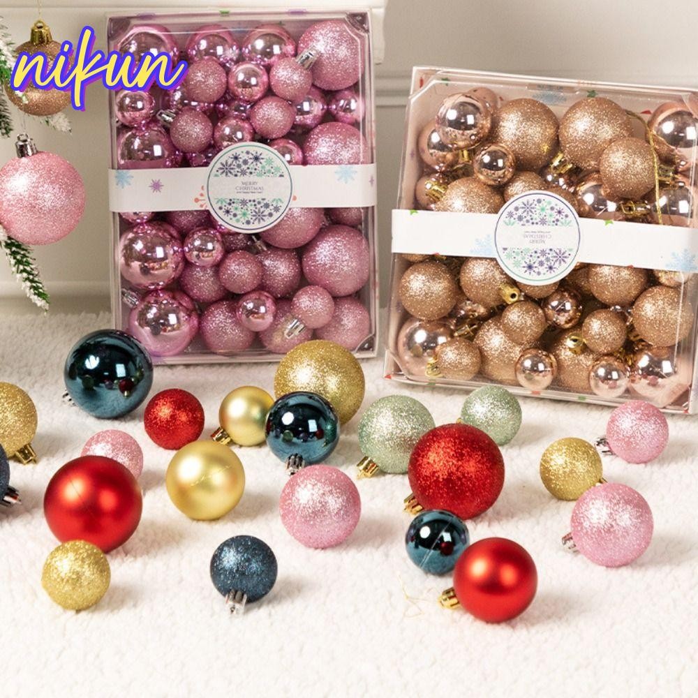 Nikun 42PCS Christmas Ball ชุด,พลาสติก 3 ซม.4 ซม.5 ซม.ลูกบอลต้นคริสต์มาส,ทนทาน Suspensable 7 สี Xmas เครื่องประดับ Ball ฉากอุปกรณ์