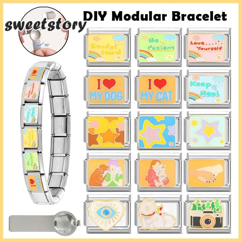 100 รูปแบบการออกแบบ Charms สร้อยข้อมืออิตาลี Charm Links Fit 9 มม.สร้อยข้อมือ Modular เครื่องประดับสแตนเลส DIY ทํา