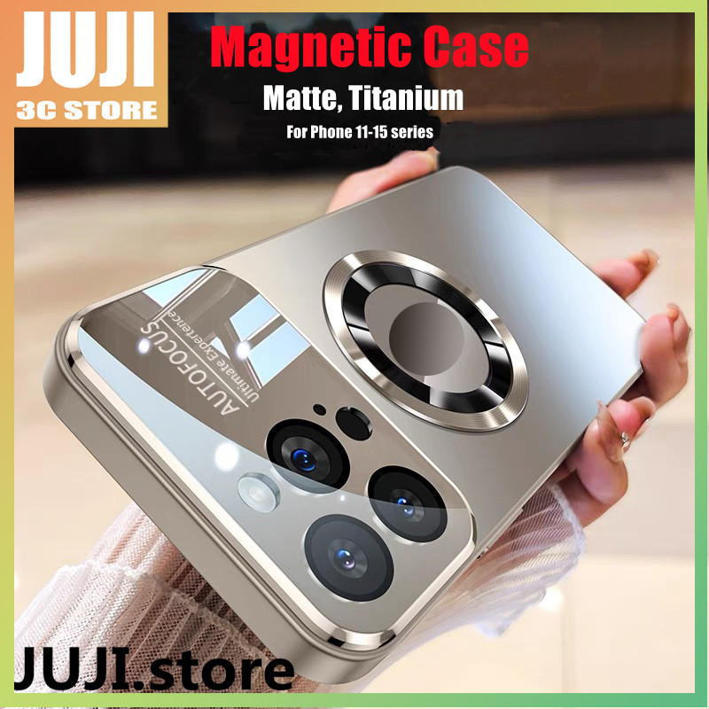 Juji Magnetic Hard case สําหรับ iPhone 15 PRO MAX 16 PRO MAX 14 13 12 PRO 15 Plus Anti drop พร้อมเลนส์กล้องป้องกันชาร์จไร้สาย Matte ปลอกกันกระแทก