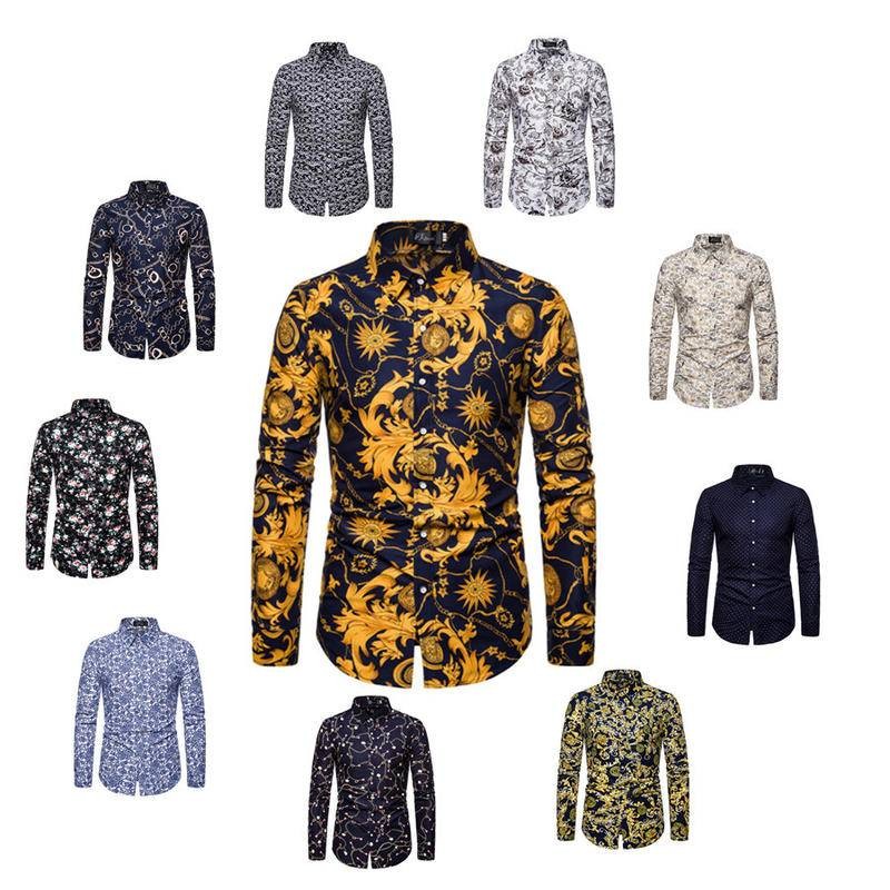 เสื้อเชิ้ตสีอินเทรนด์ใหม่ของผู้ชายเสื้อเชิ้ตแขนยาวขนาดบวกด้านบน