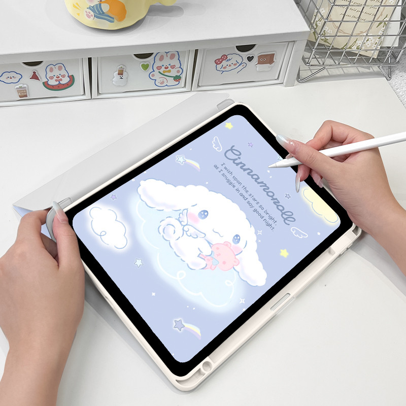 อะคริลิค เคสไอแพด Y รูปร่าง + Triple พับสําหรับ iPad Air6 Air5 Air4 10.9 Gen7 Gen8 Gen9 10.2 นิ้ว Cloud Cinnamoroll Mini7 Pro11 2022 Air3 Air2 Air1 Gen5 Gen6 Gen10 iPad Cover - รูปที่ 5