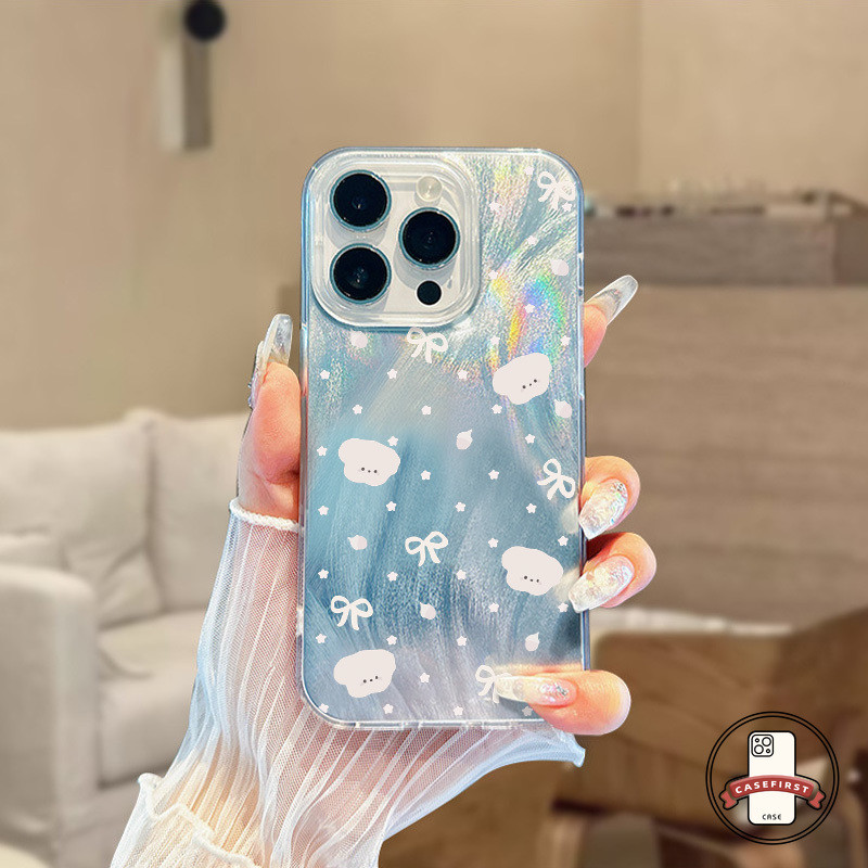 การ์ตูนหมีน้อยน่ารักโบว์ผูกดาวนุ่ม เคส IPhone 15 11 16 13 14 12 Pro Max 7Plus X XS MAX XR 16 15 7 8 14 Plus SE 2020